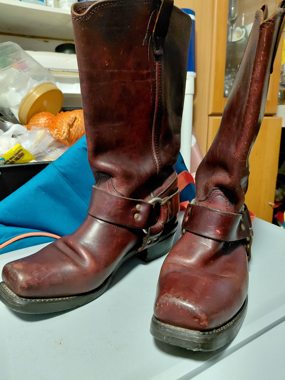 Men's Brown Leather Harness Western Boots